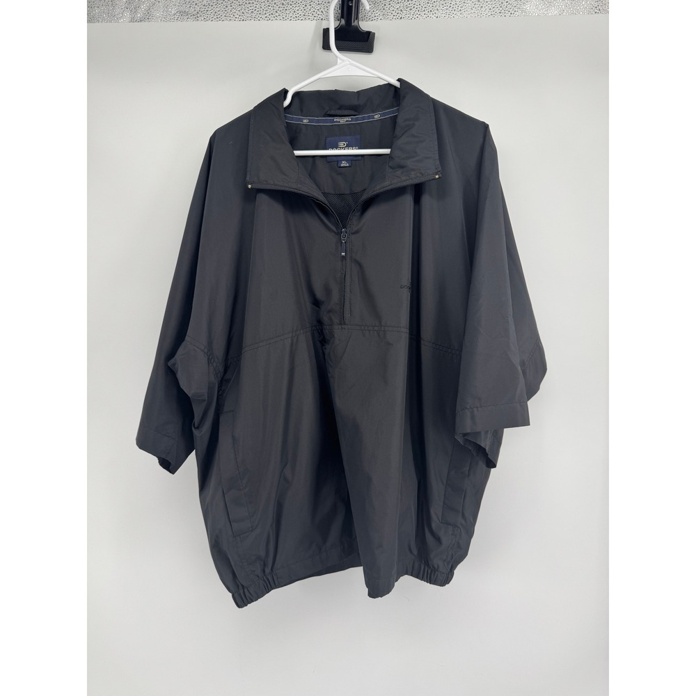 Dockers Golf Mens XL Black Quarter Zip Short Sleeve Windbreaker Jacket